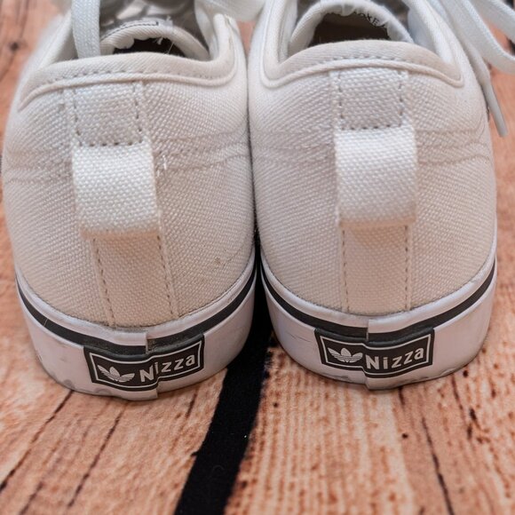 Adidas White Canvas Sneakers with Black Stripes Size 9 - Picture 4 of 10